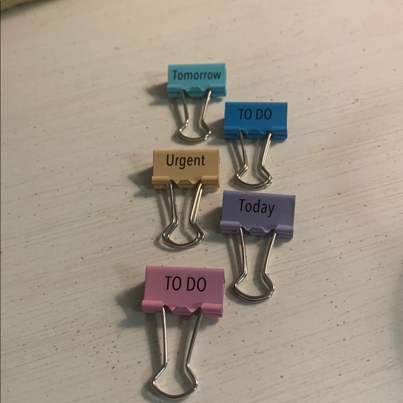 10 PC Colorful Binder Clips with Silver Tone Mesh Holder - Picture 3 of 5